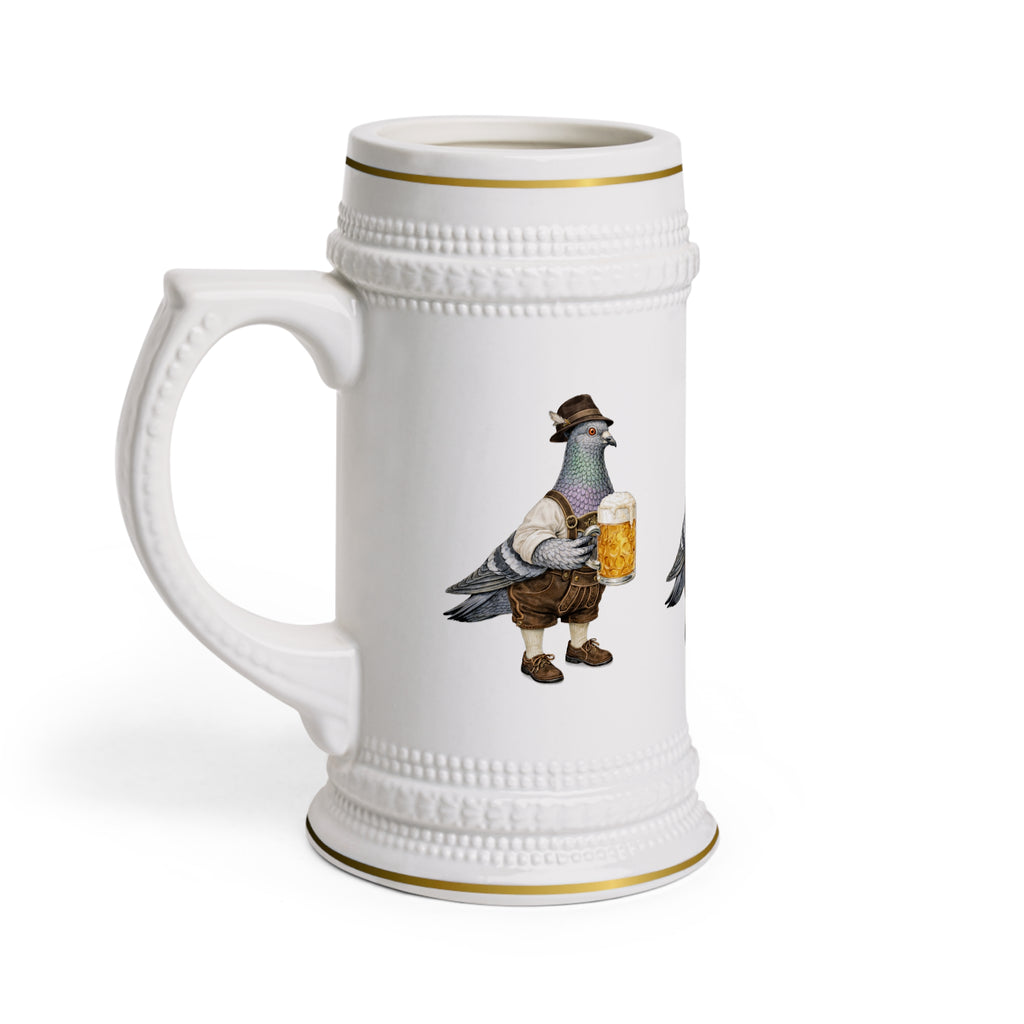 Customizable Yorkville NYC Pigeon Beer Stein | Oktoberfest Bavarian Lederhosen Beergarden Mug
