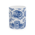San Francisco Blue Toile de Jouy Ceramic Mug — Vintage Cable Car & Palace of Fine Arts Design (11oz)