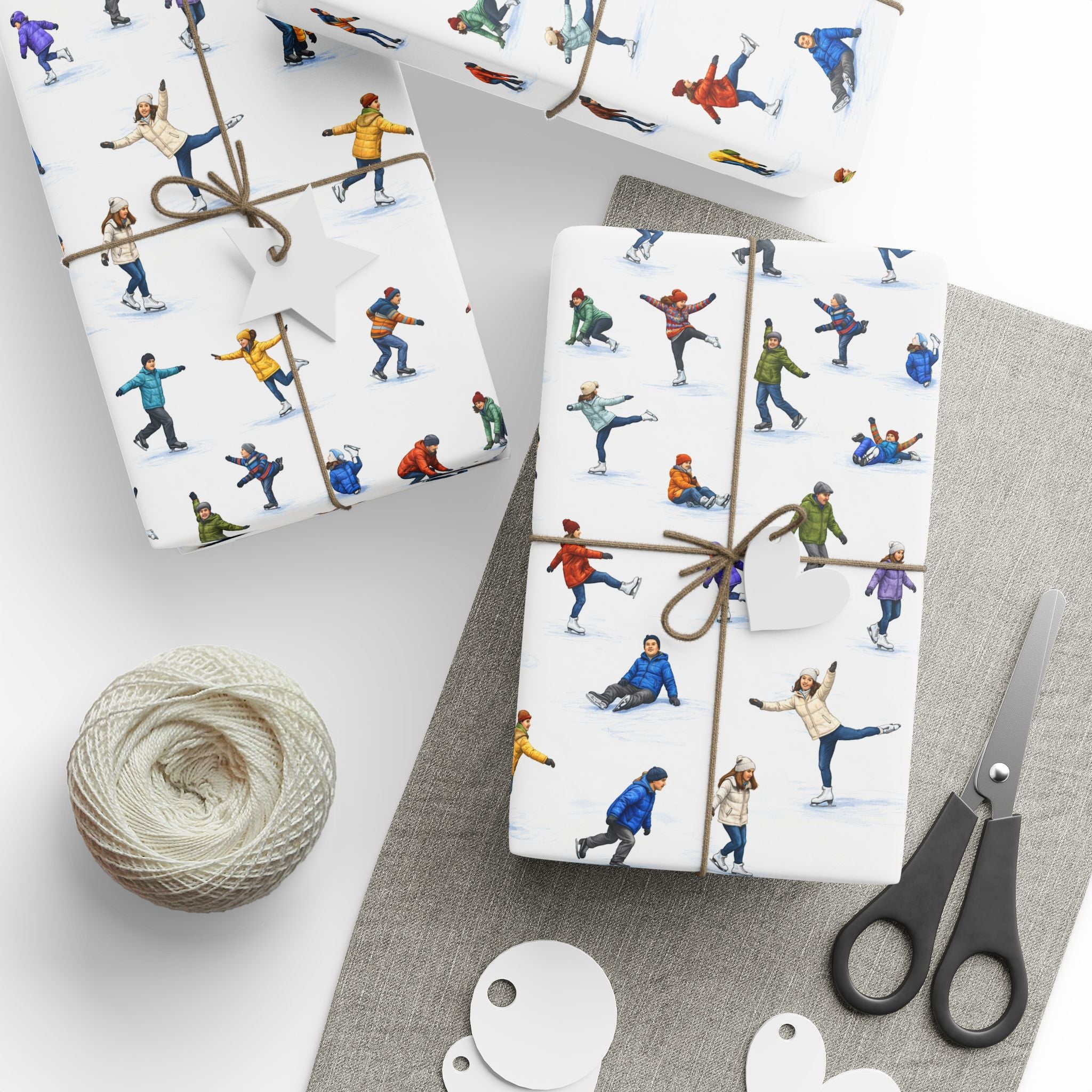 Winter Ice Skaters Gift Wrap Paper | Figure Skating Pattern Wrapping Paper
