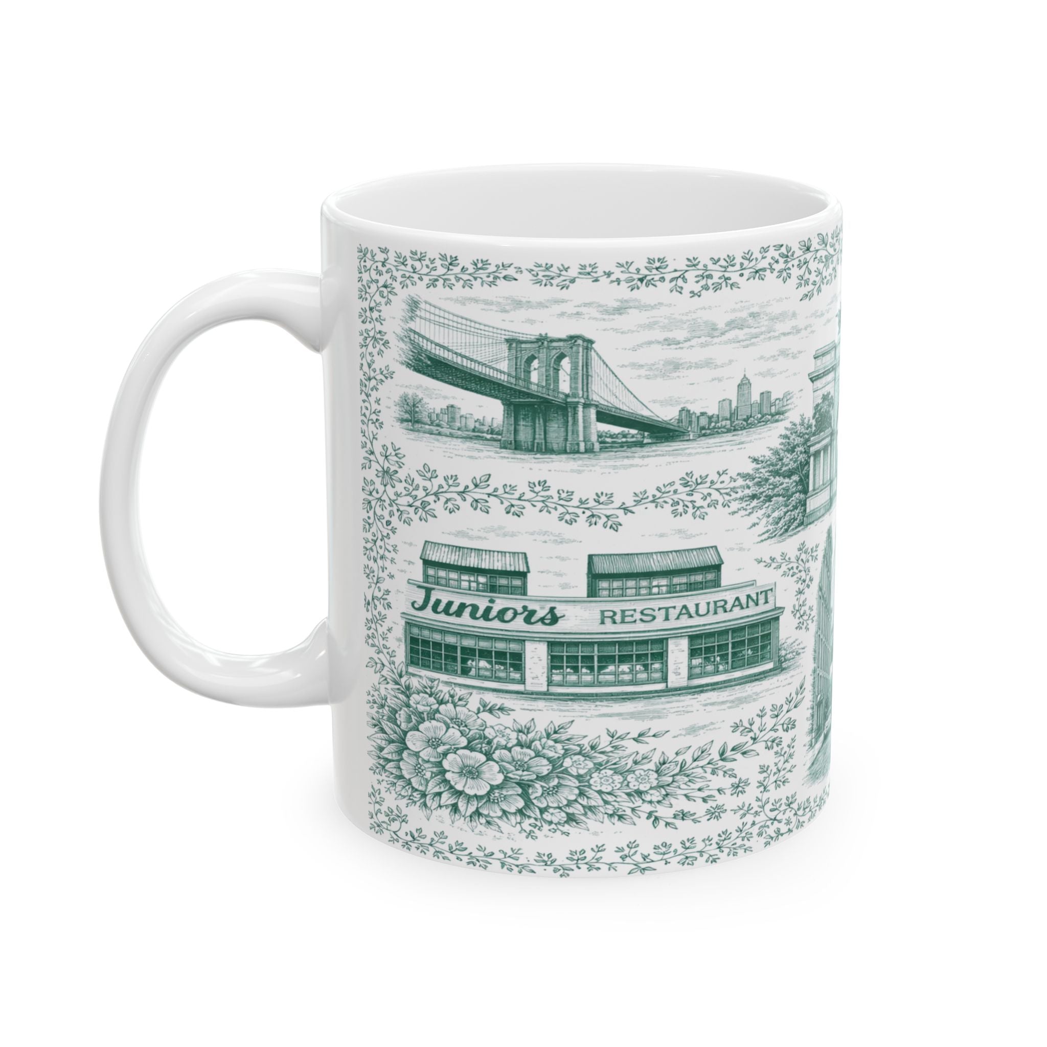 Brooklyn Green Toile de Jouy Mug | NYC Chinoiserie Ceramic Mug