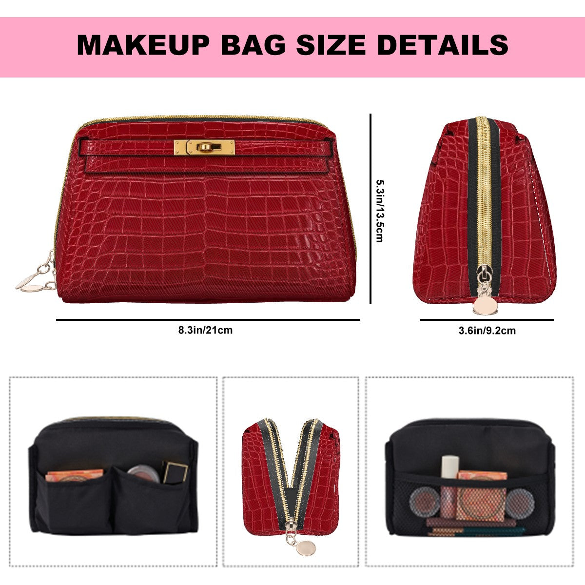 Canal Street Red Crock PVC Leather Makeup Bag