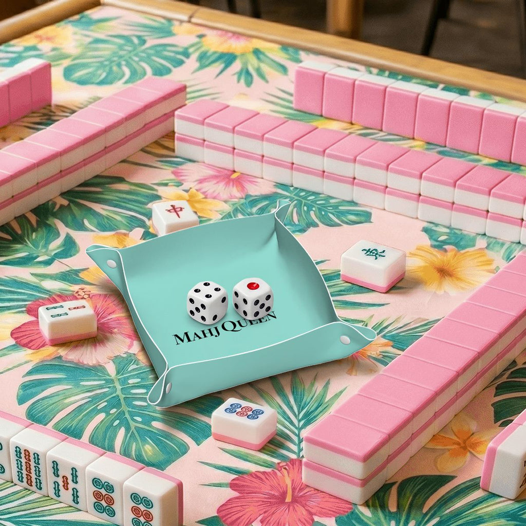 Mahj Queen Robin's Egg Blue PVC Leather Mahjong Dice Tray