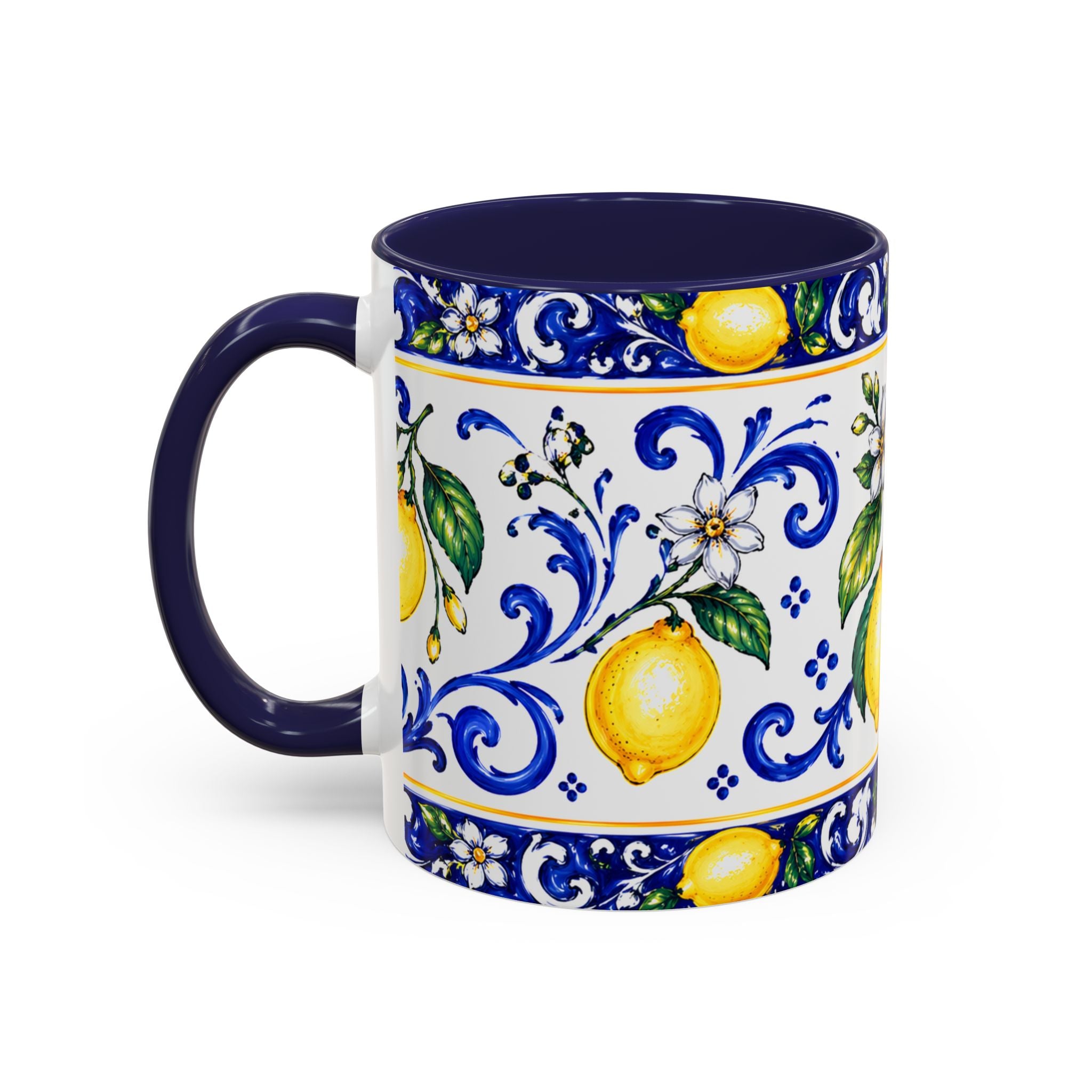 Little Italy Amalfi Blue with Lemon Mug — Blue Ceramic Kitchen Mug (11oz)