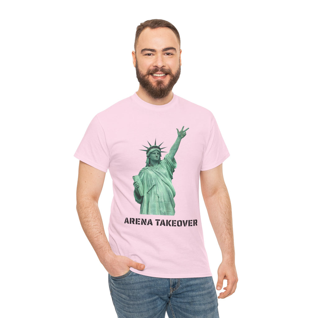 Arena Takeover Statue of Liberty Three Points T-Shirt | NYC Jalen Brunson Basketball 3 Point Shot Tee