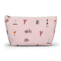 Icons of The Hamptons Large Pink Pouch — T-Bottom Makeup & Travel Organizer
