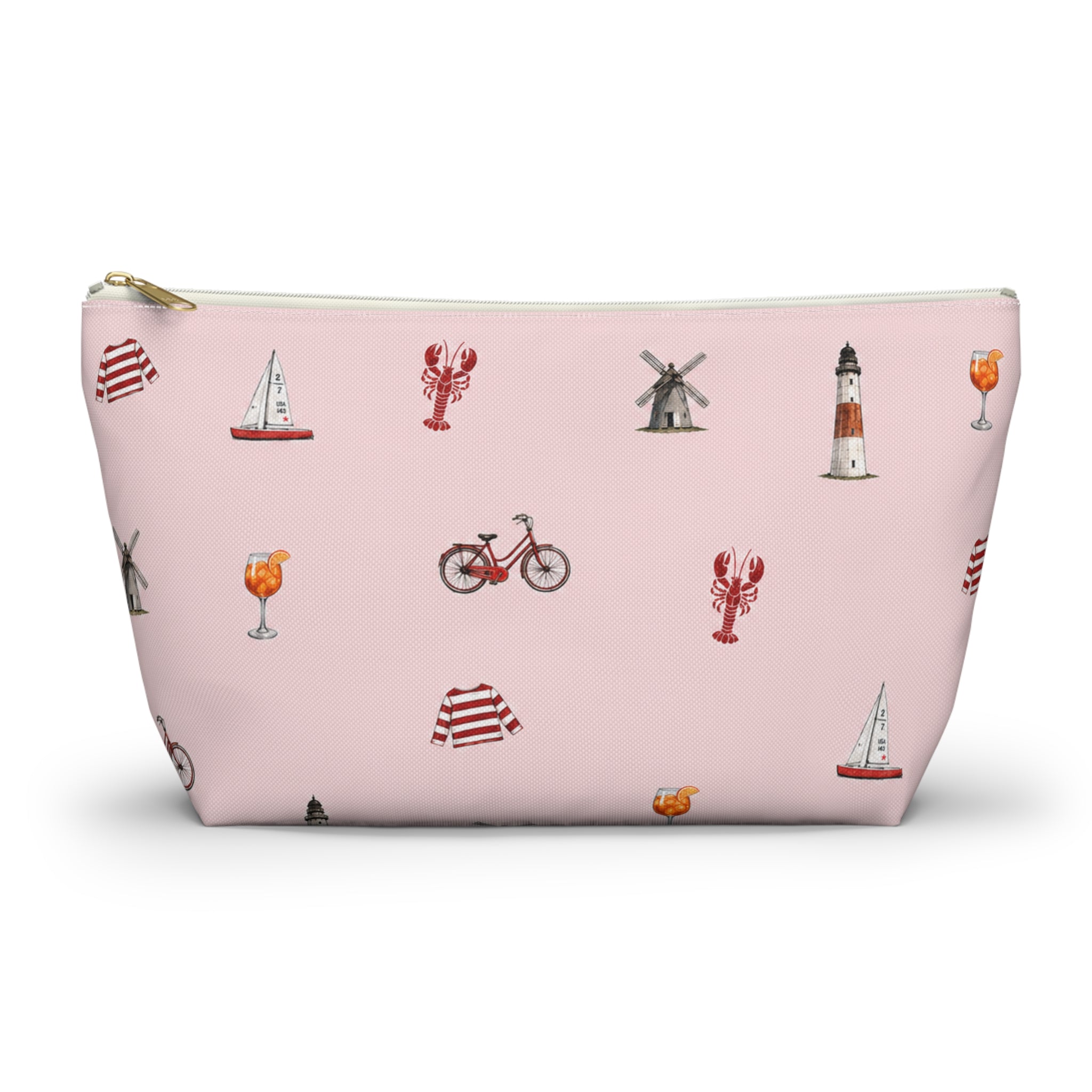 Icons of The Hamptons Large Pink Pouch — T-Bottom Makeup & Travel Organizer