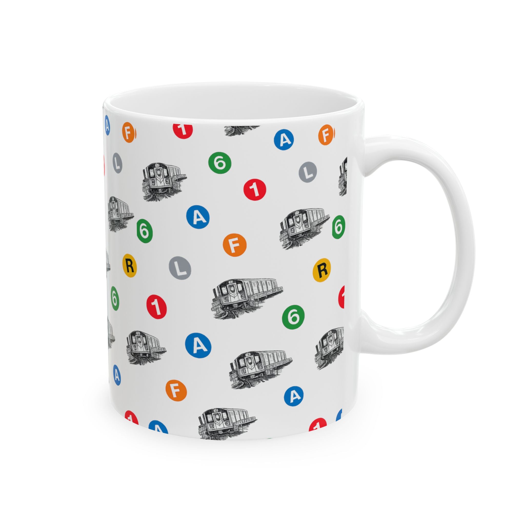 New York Subway Train Transit Icons Mug | NYC Metro Subway Pattern 11oz Coffee Tea Cup