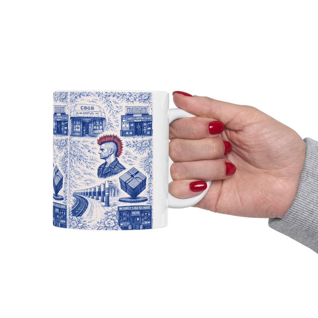 Historic East Village Blue Toile de Jouy Mug | NYC Chinoiserie Ceramic Mug