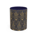 Art Deco Chrysler Building Navy & Gold Accent Coffee Mug — Manhattan Art Deco Pattern 11 oz