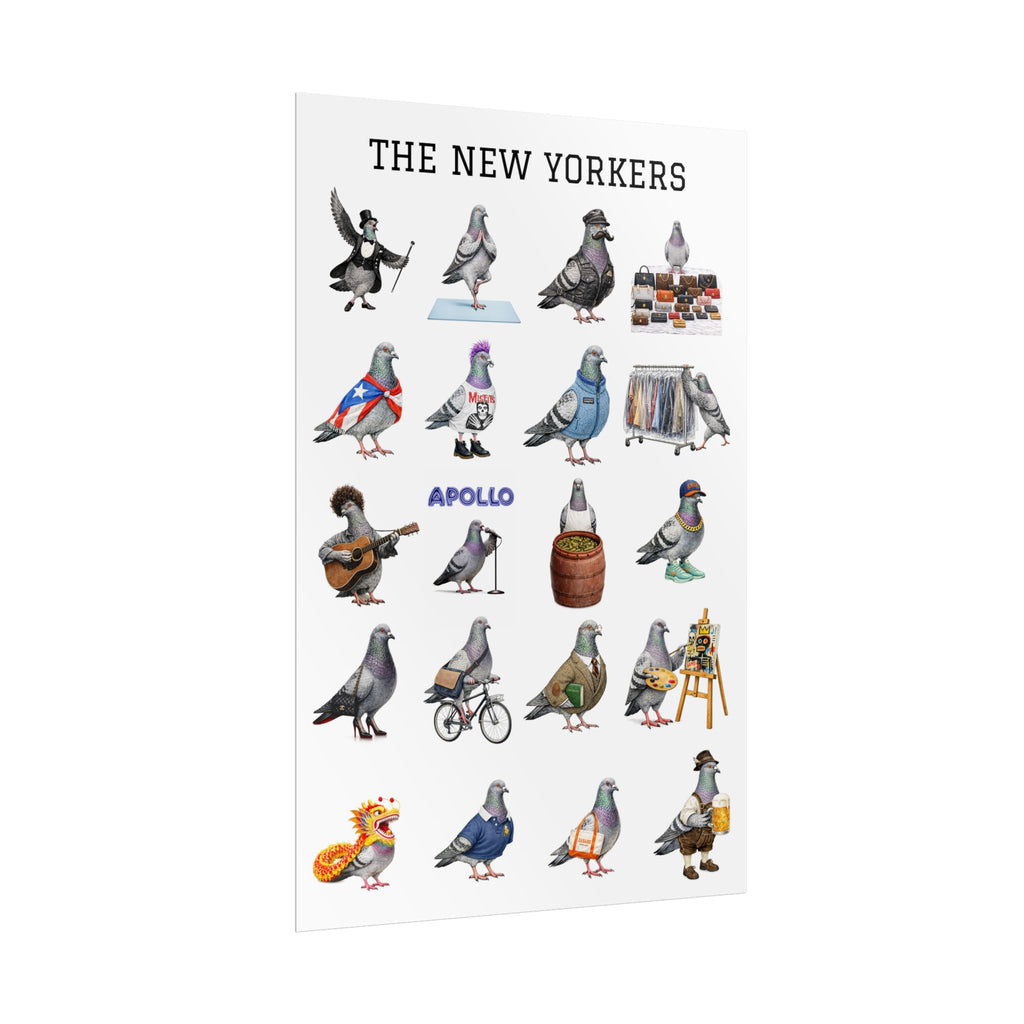 Póster enrollado Las palomas de Nueva York Manhattan | Regalo para amantes de las aves con palomas de Nueva York