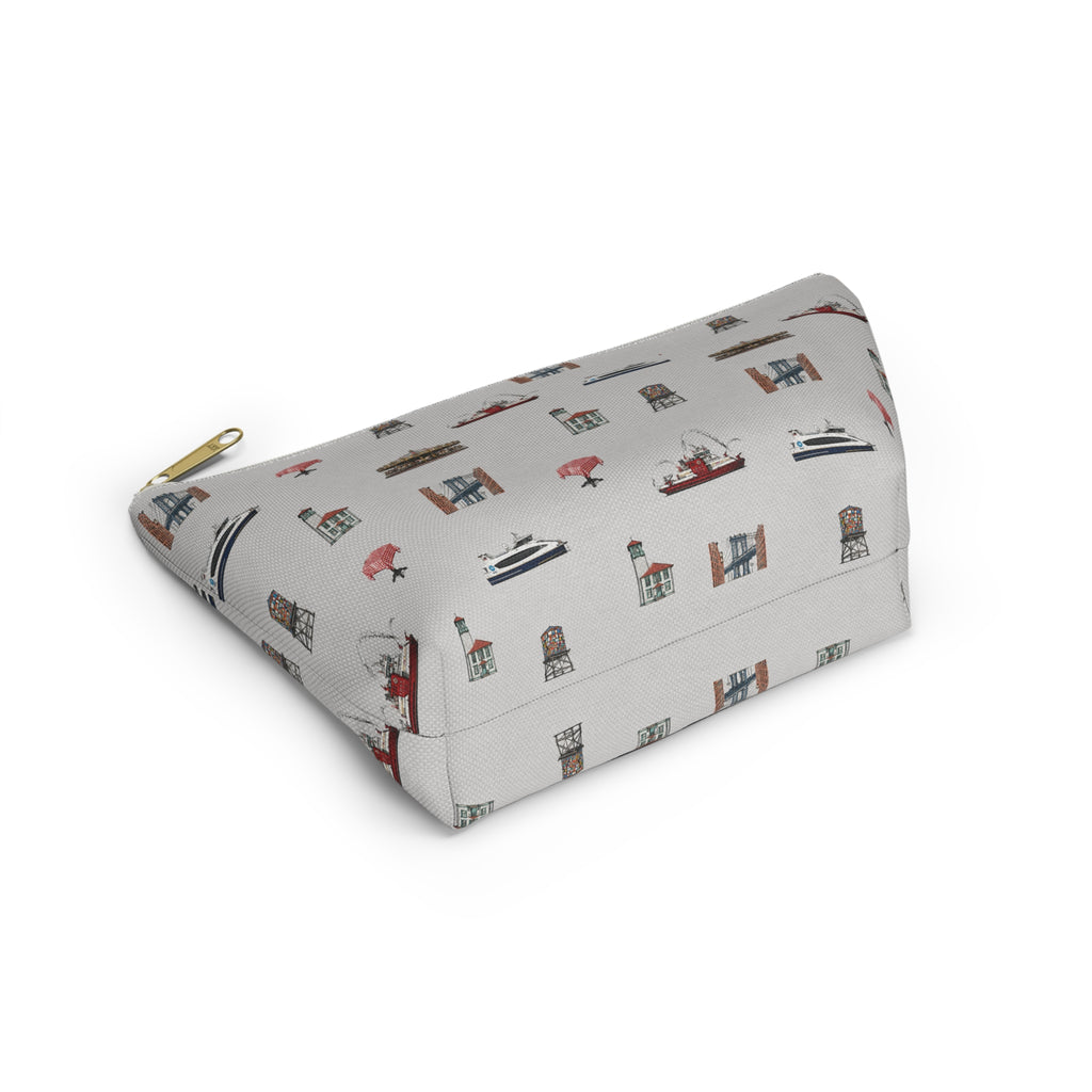 Icons of DUMBO Heather Gray Accessory Pouch — T-Bottom Makeup Bag