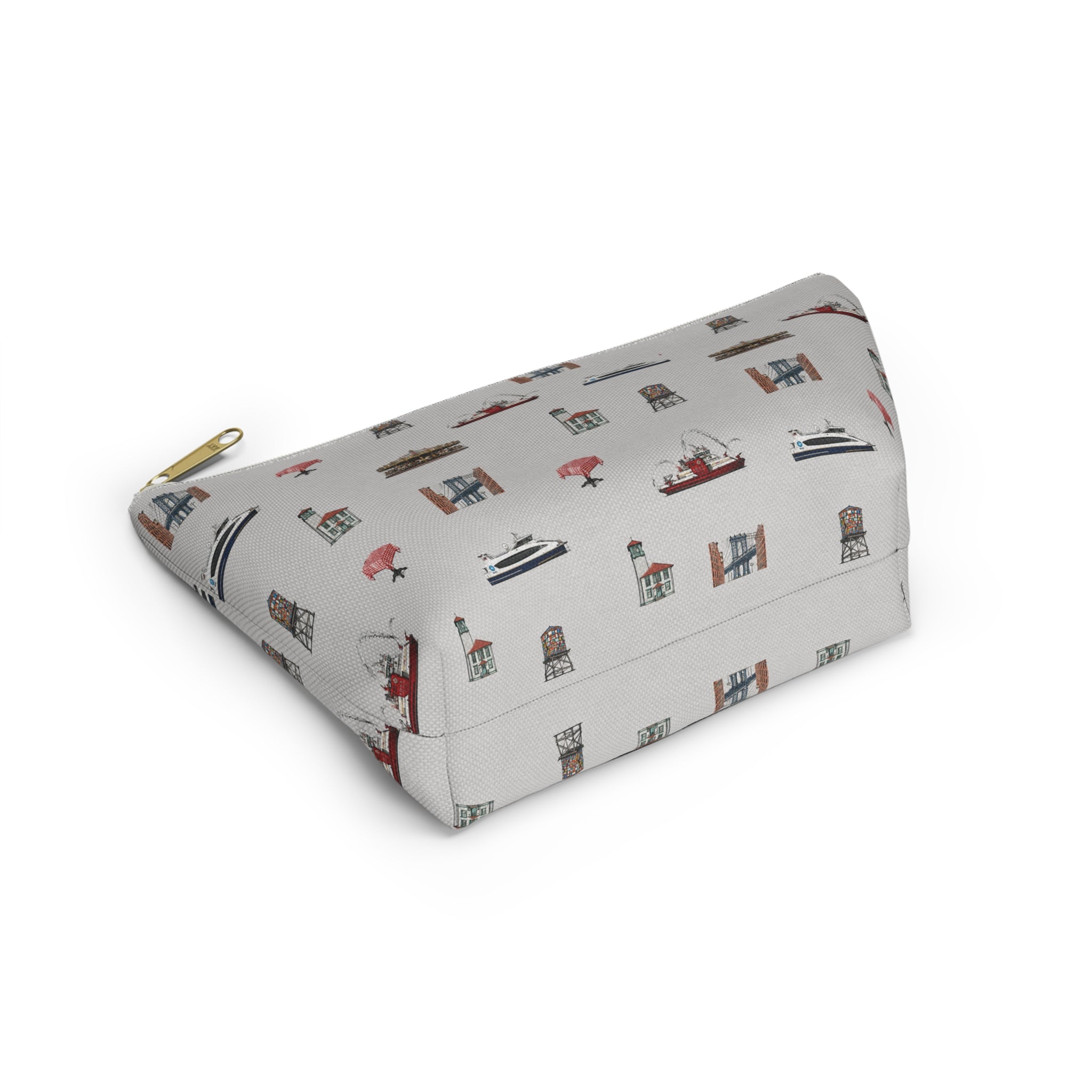 Icons of DUMBO Heather Gray Accessory Pouch — T-Bottom Makeup Bag