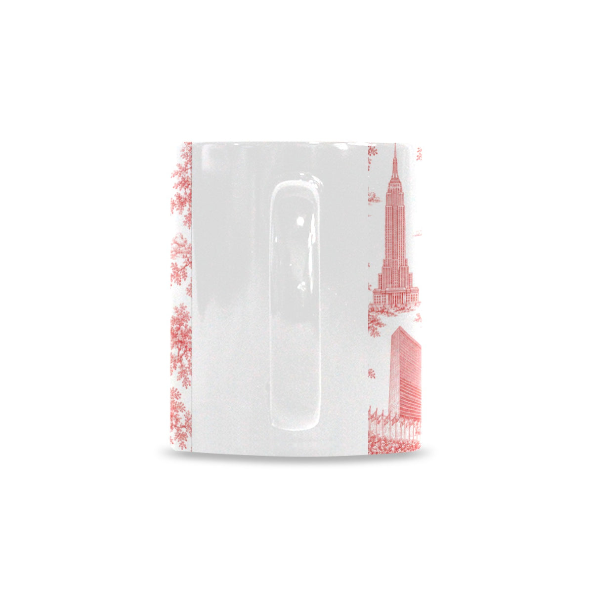 Manhattan Red Toile de Jouy Mug with Twin Towers | New York City Chinoiserie Ceramic Mug Custom White Mug (11oz)