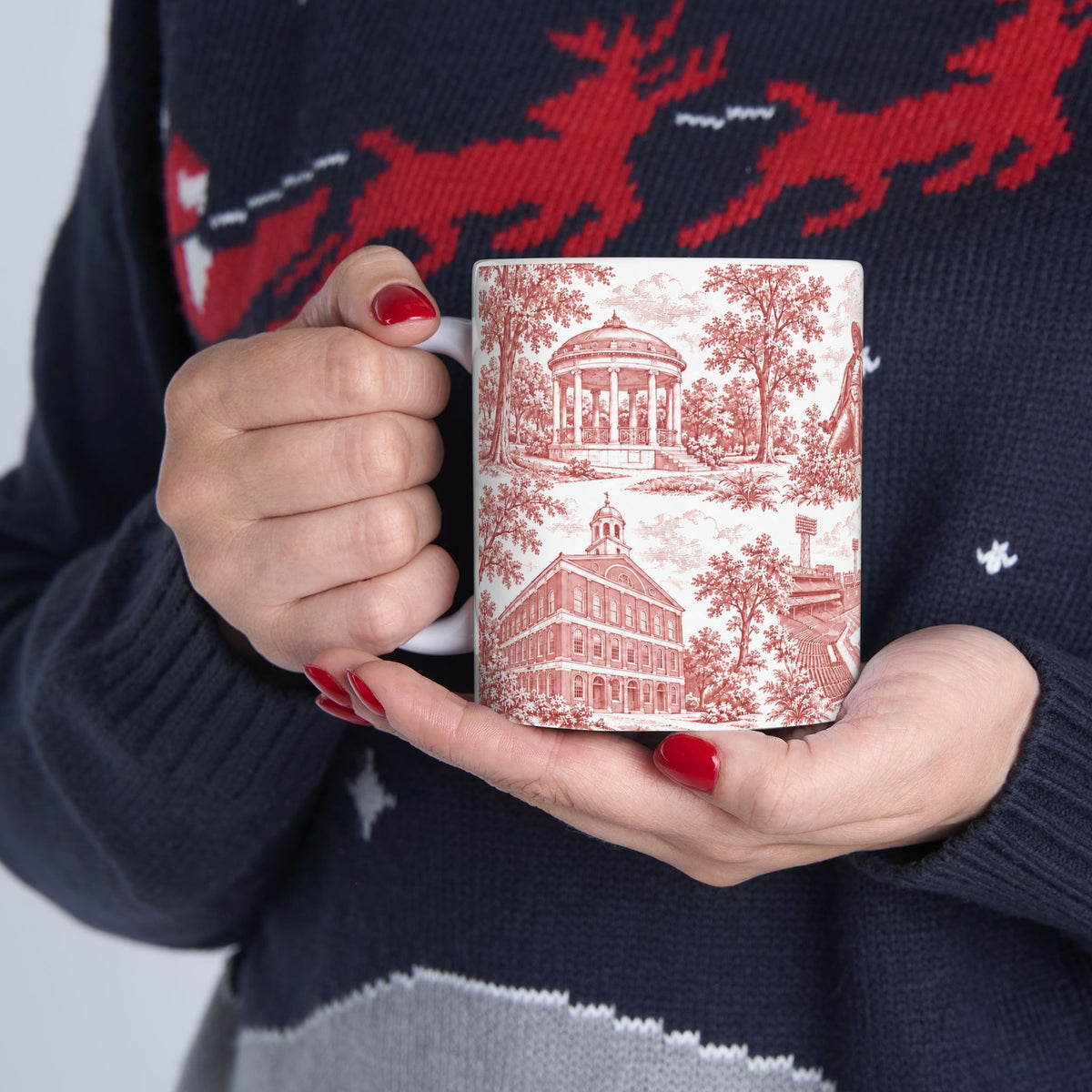 Boston Red Toile de Jouy Ceramic Mug – Boston Chinoiserie (11oz)