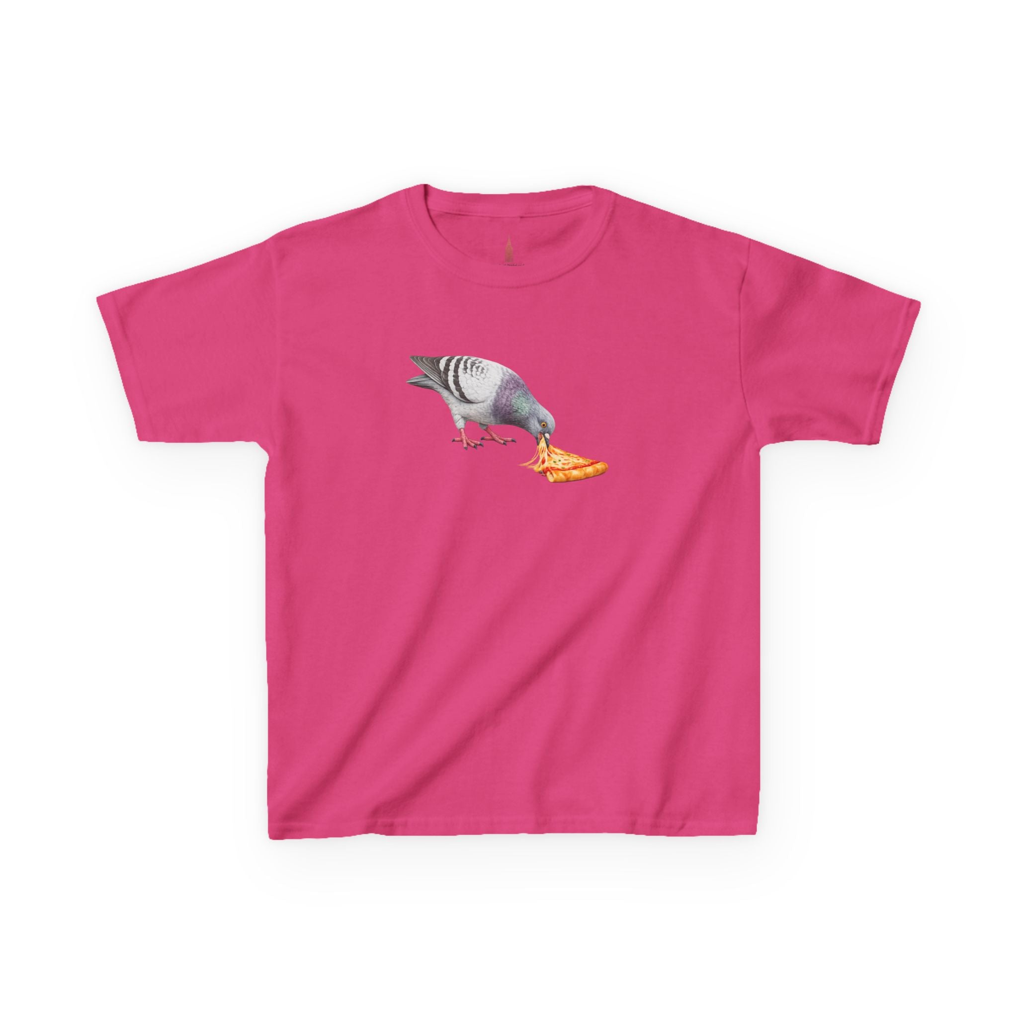 Customizable Little Italy NYC Pigeon Kid Pizza Tee —  Cute Bird Pizza Lover T-Shirt for Children