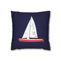 Funda de almohada cuadrada de 16" x 16" con velero modelo de Central Park – Funda decorativa azul marino (relleno de almohada no incluido)