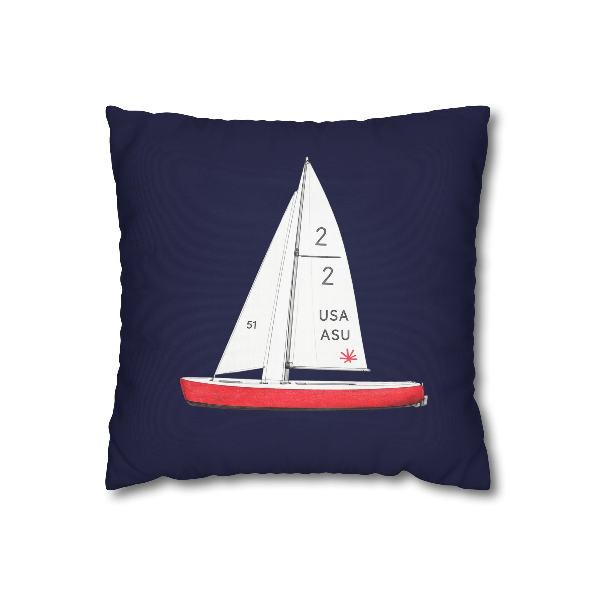 Central Park Model Sailboat Square 16" x 16" Pillowcase – Navy Decorative Throw Pillow Cover (Pillow Not Included)