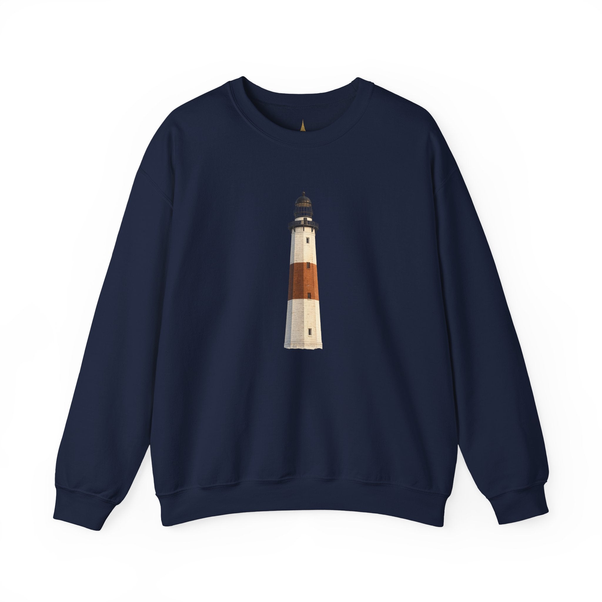Montauk Lighthouse Minimalist Crewneck Sweatshirt — Montauk Coastal Nautical Graphic Sweater