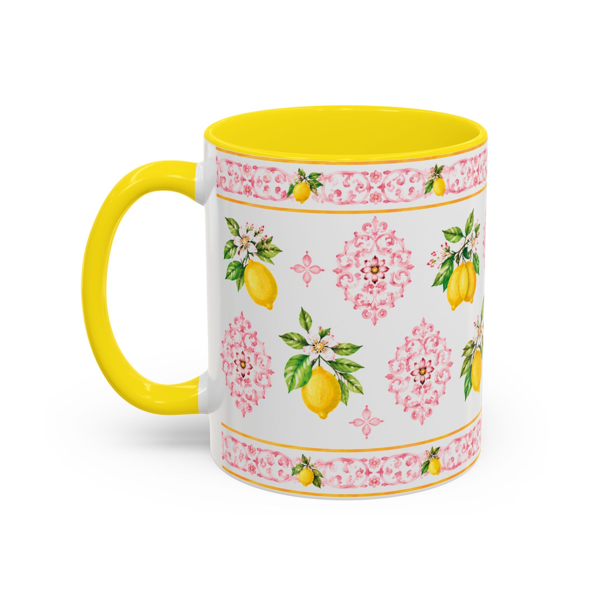 Little Italy Amalfi Pink Lemon 2 Accent Mug — La Dolce Vita Ceramic Kitchen Mug (11oz)