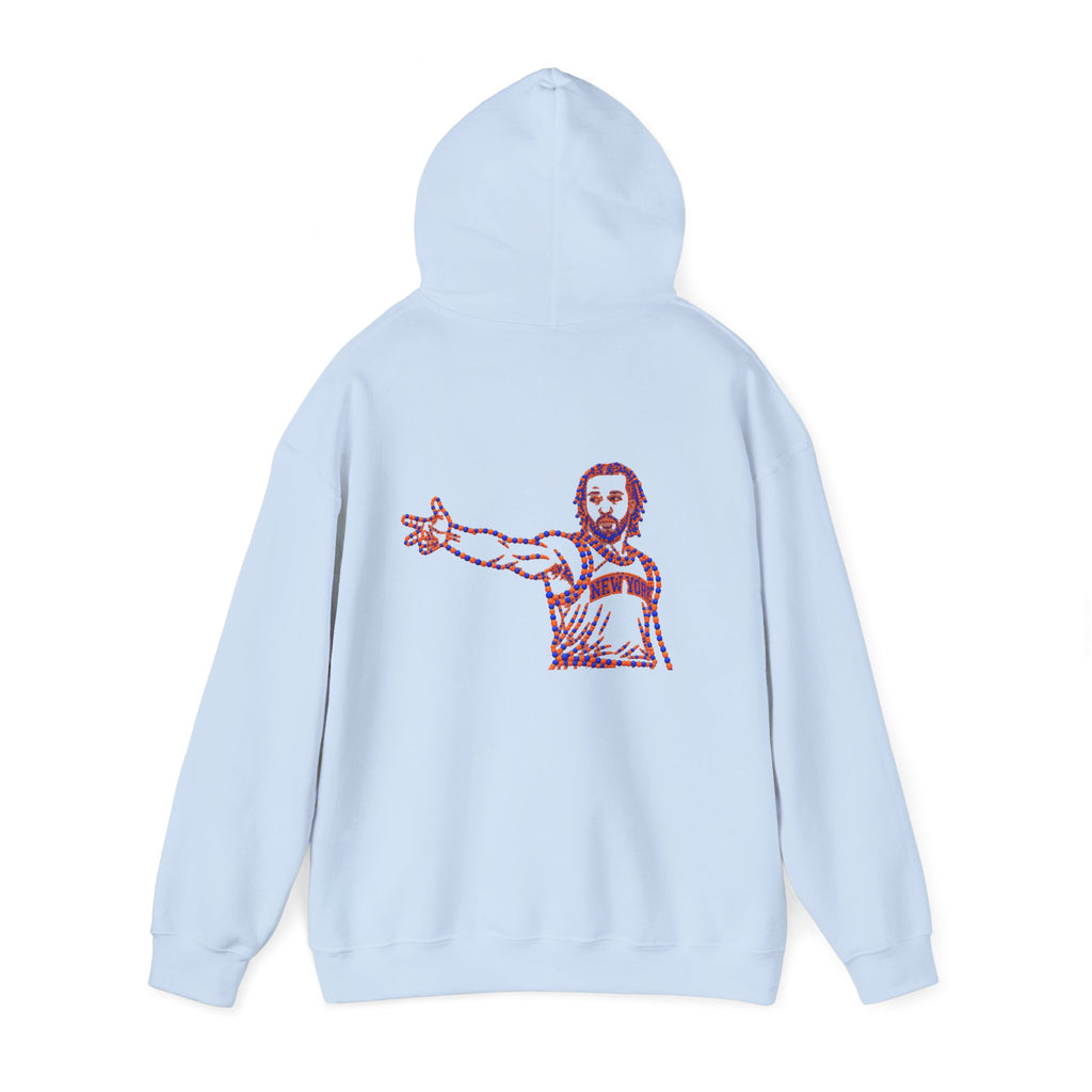 New York Basketball Pointillism Hoodie — NYC Basketball Player Back Graphic Hooded Sweatshirt