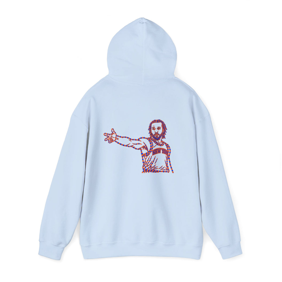 New York Basketball Pointillism Hoodie — NYC Basketball Player Back Graphic Hooded Sweatshirt
