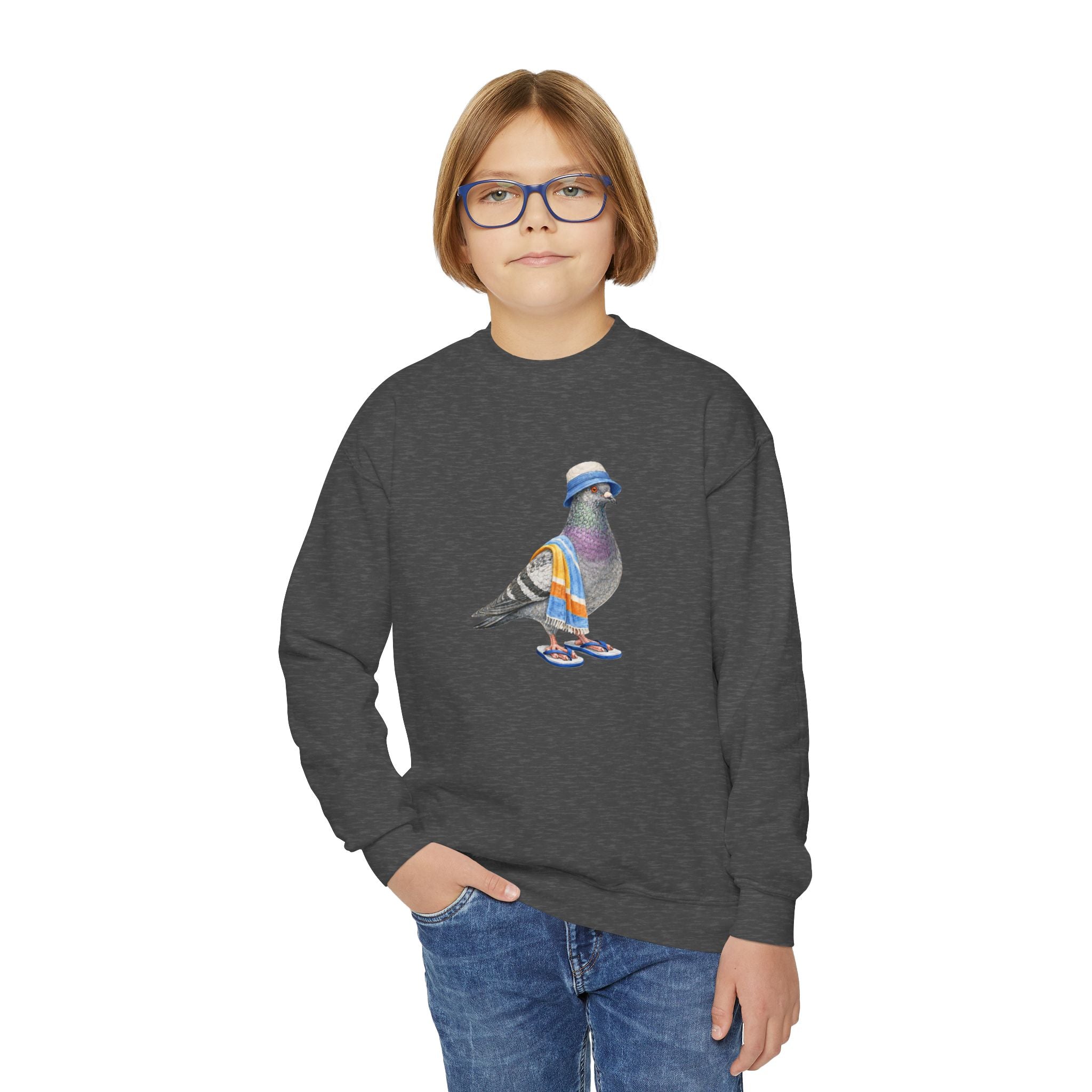 Customizable Coney Island NYC Pigeon NYC Kids Crewneck Sweatshirt    New York Beach Bum Bird Lover Childrens Sweater
