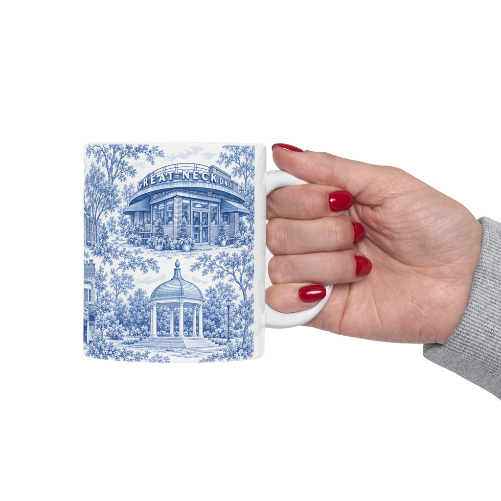Great Neck Blue Toile de Jouy 11oz Ceramic Mug