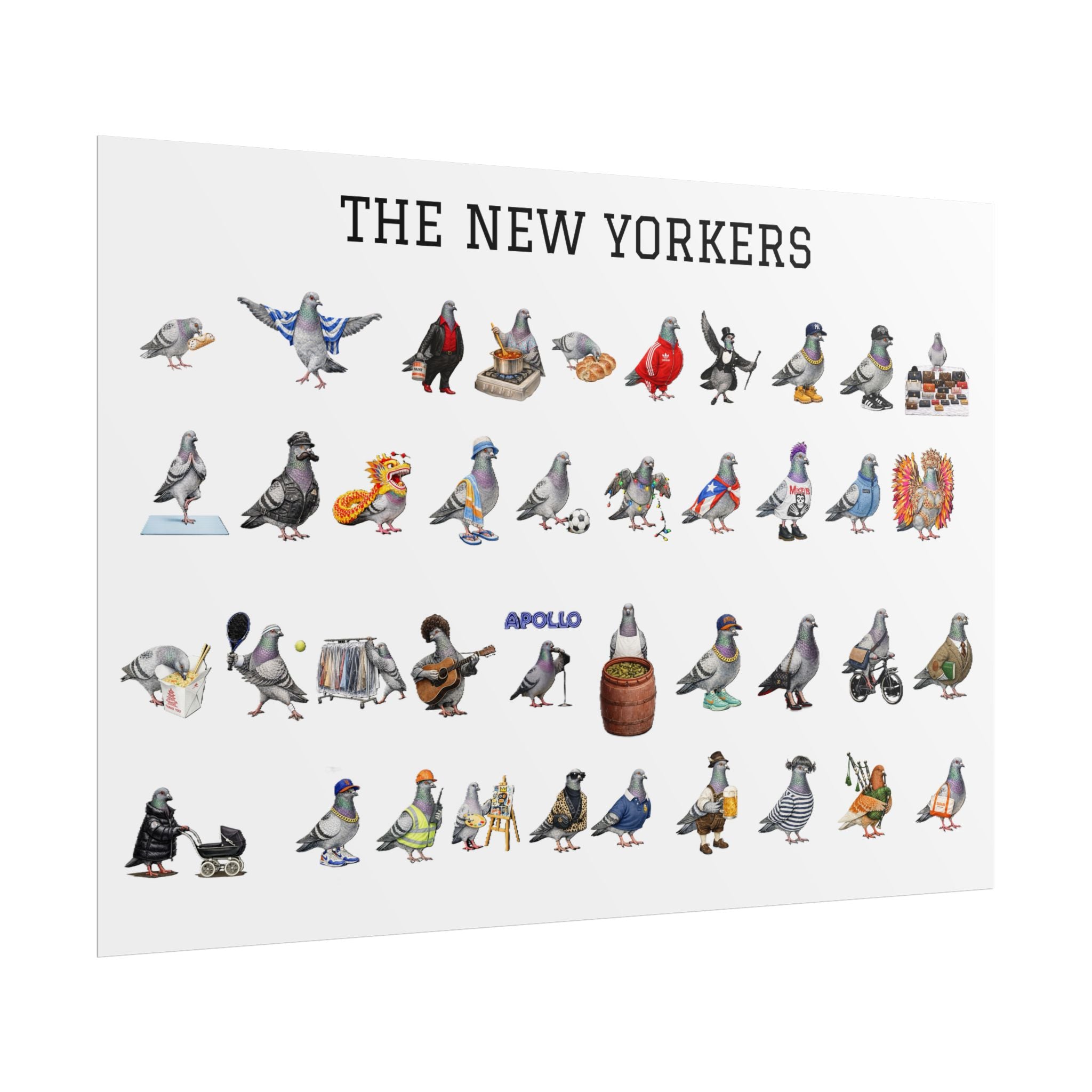 The New Yorkers Neighborhood Pigeons Rolled Poster | NYC Pigeon Gift for Bird Lovers