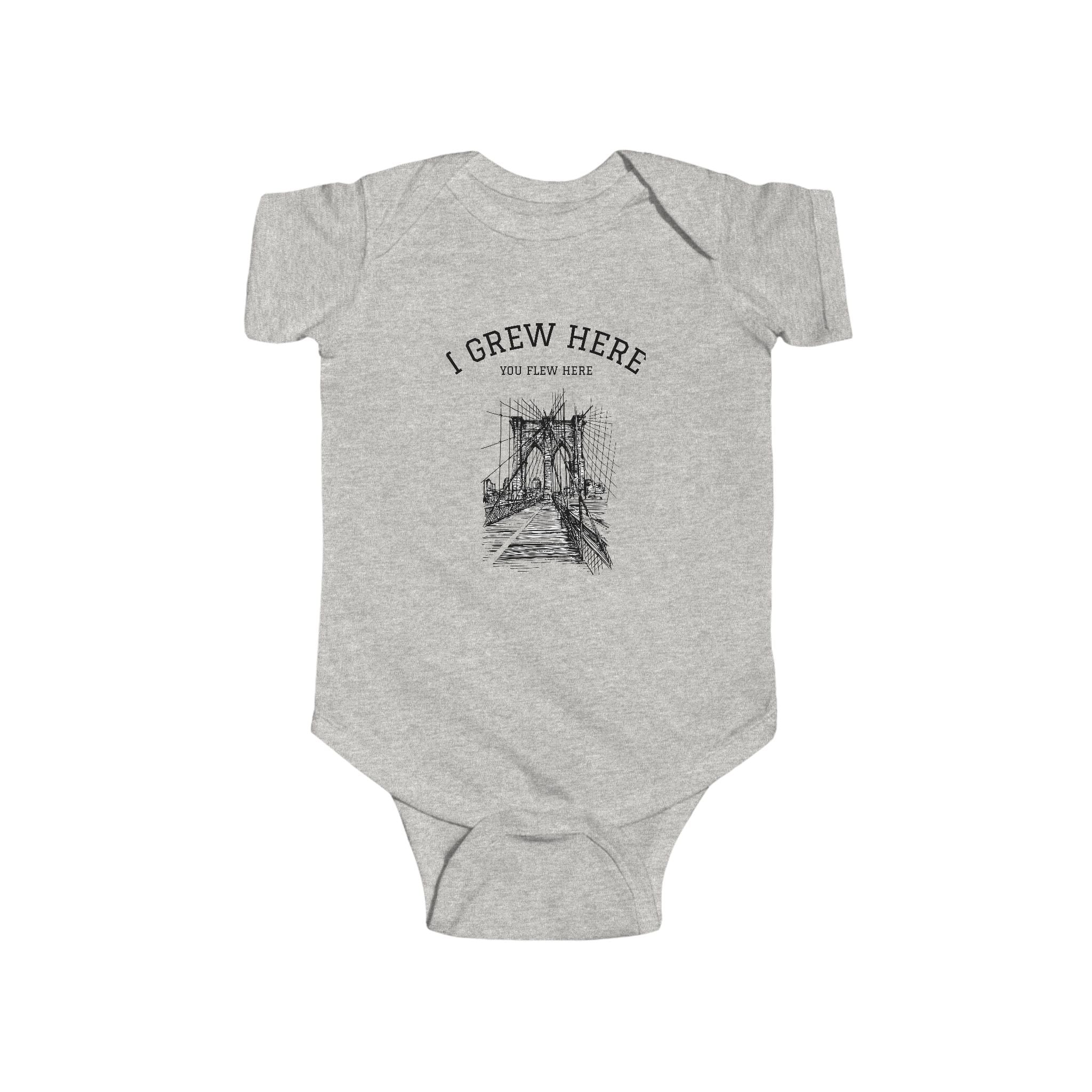 Brooklyn Bridge Sketch Baby Bodysuit | I Grew Here You Flew Here Infant Onesie