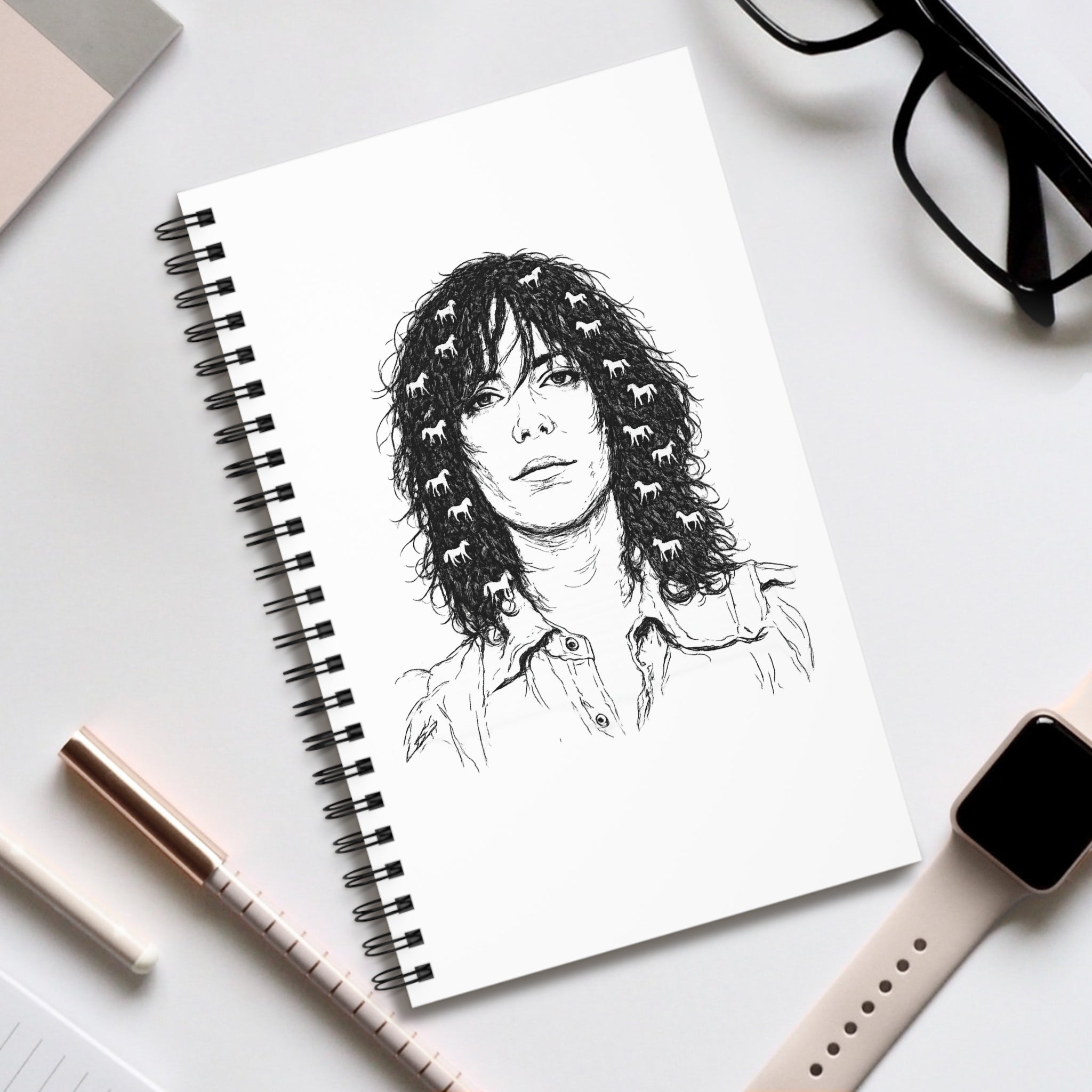 Customizable Horses Patti Smith Spiral Journal | NYC Music Notebook