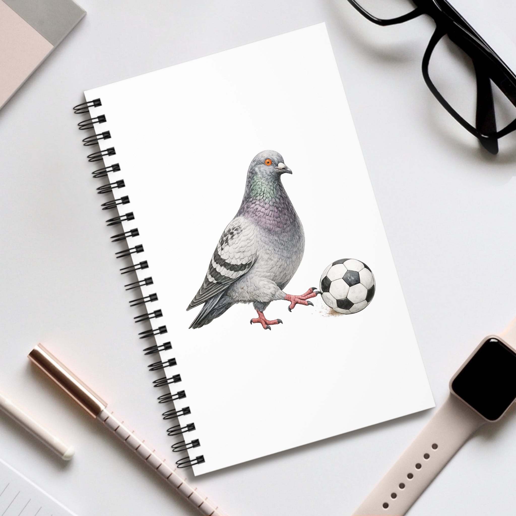 Customizable Corona NYC Pigeon Spiral Journal | Queens Soccer Futbol Bird Lovers Notebook