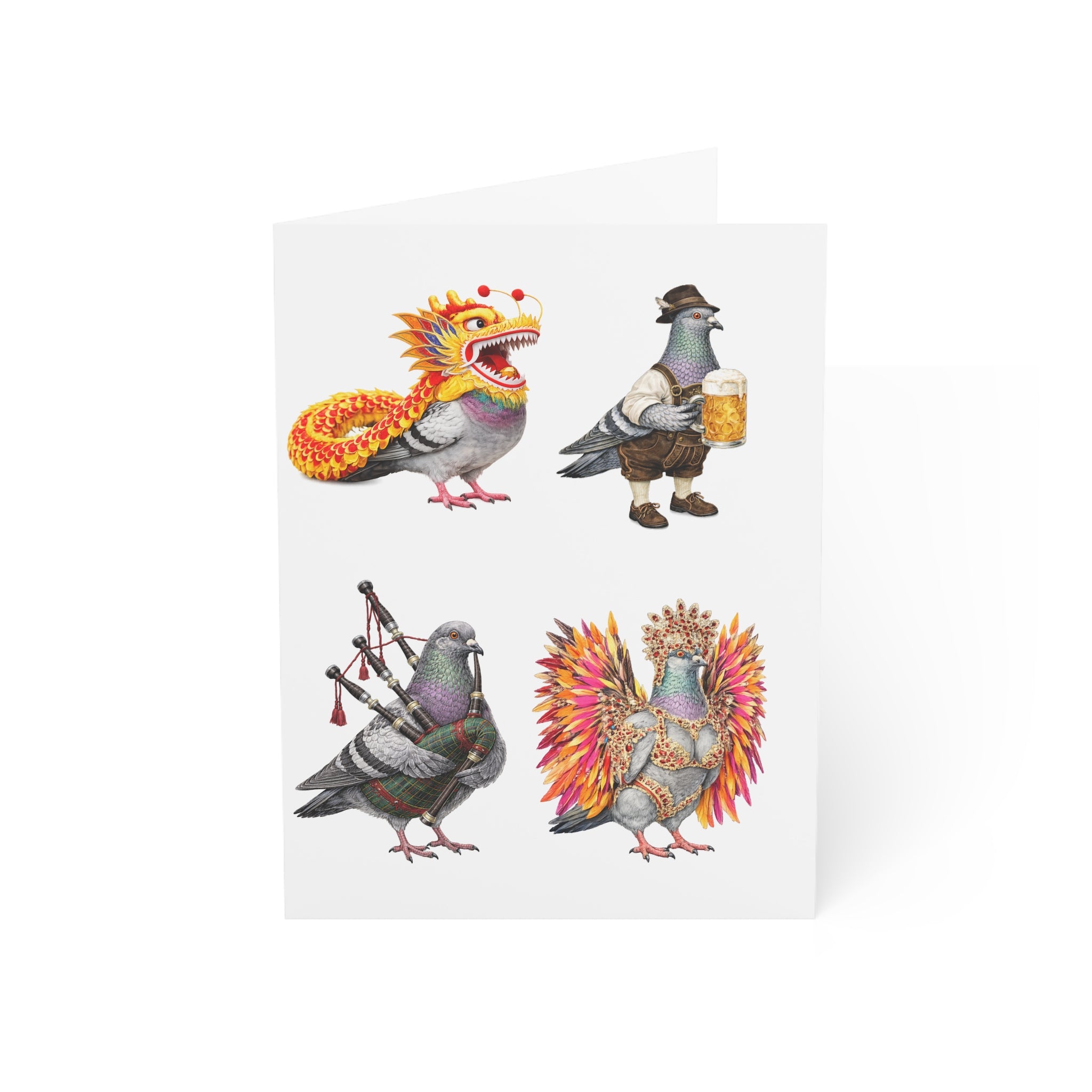 Parade Day NYC Pigeon 4.6” x 6.25” Greeting Cards | Pack of 10 Party Like A New Yorker Bird Lover Holiday Celebration Cards