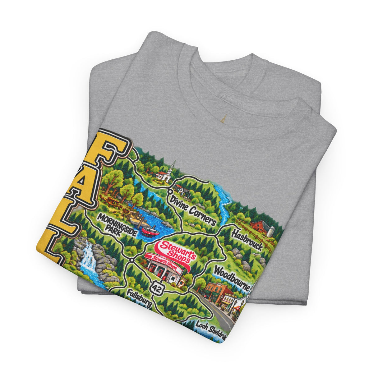 Fallsburg, NY Map T-Shirt  Catskills Upstate New York Tee