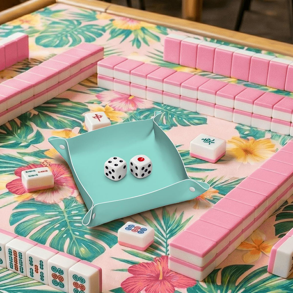 Robin's Egg Blue PVC Leather Mahjong Dice Tray