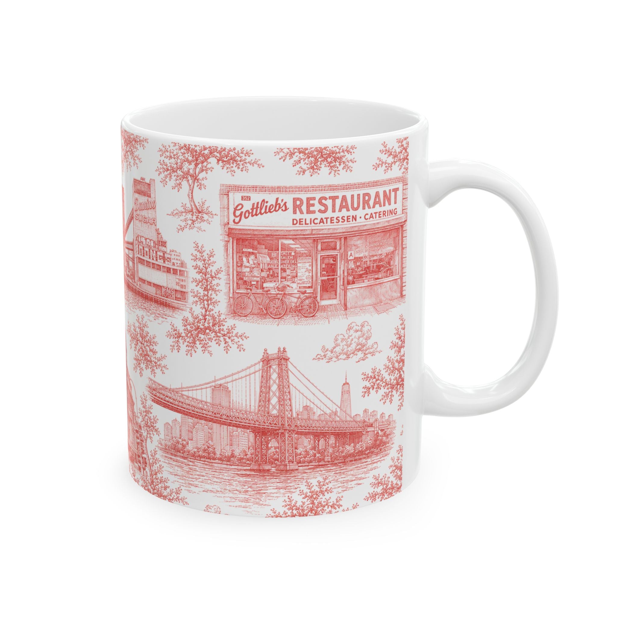 Williamsburg Red Toile de Jouy Mug | Brooklyn Ceramic Chinoiserie Mug