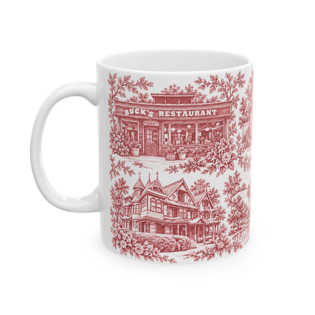 Silicon Valley Red Toile de Jouy 11oz Ceramic Mug