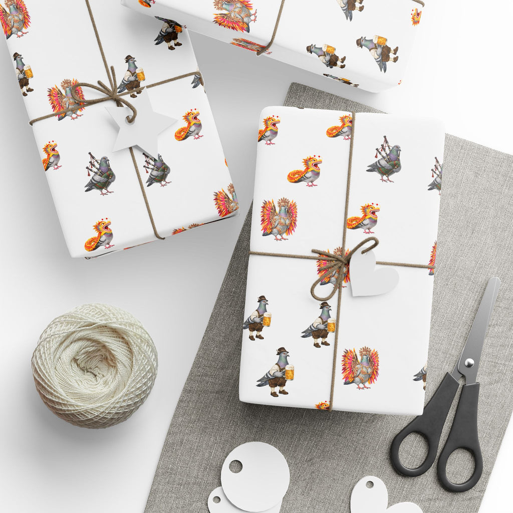 Parade Day NYC Pigeon Pattern Gift Wrap Paper | New York Party Parade Bird Lover Wrapping Paper Roll