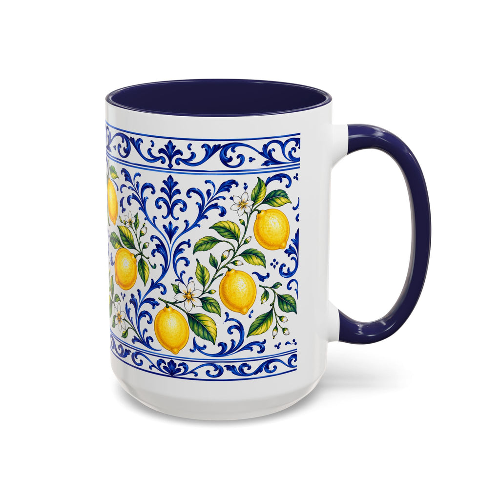 Little Italy Amalfi Blue with Lemon Mug — Blue Ceramic Kitchen Mug (11oz)