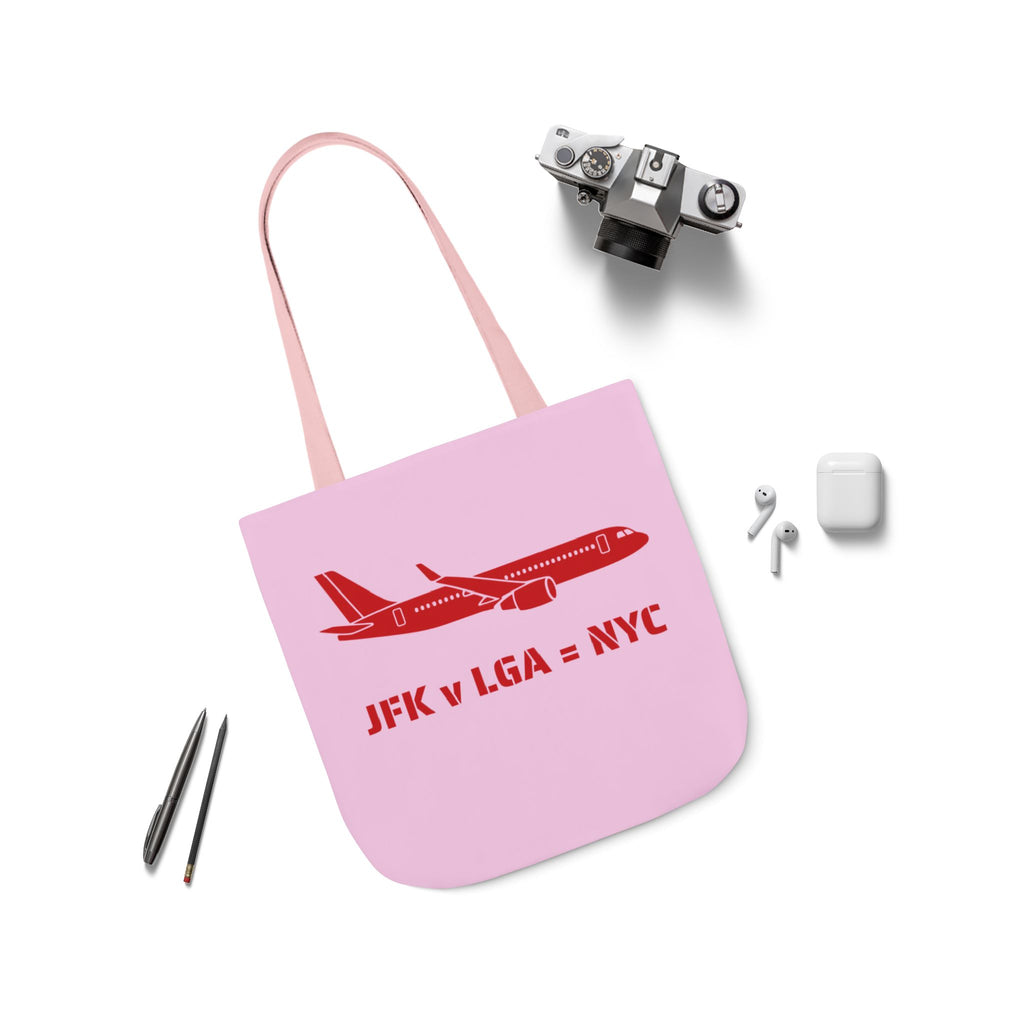 Travel Day NYC Airport Tote — 'JFK v LGA = NYC' Travel Math Airplane Canvas Tote Bag