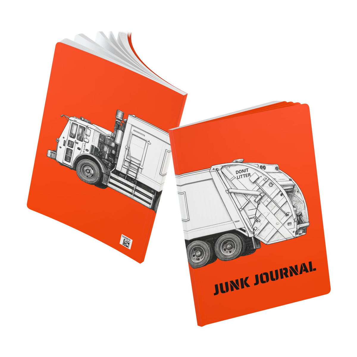 Junk Journal Softcover — Orange Garbage Truck Notebook