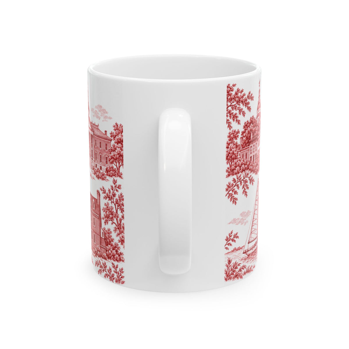 Annapolis Red Toile de Jouy Ceramic Mug – Vintage Scenic 11oz