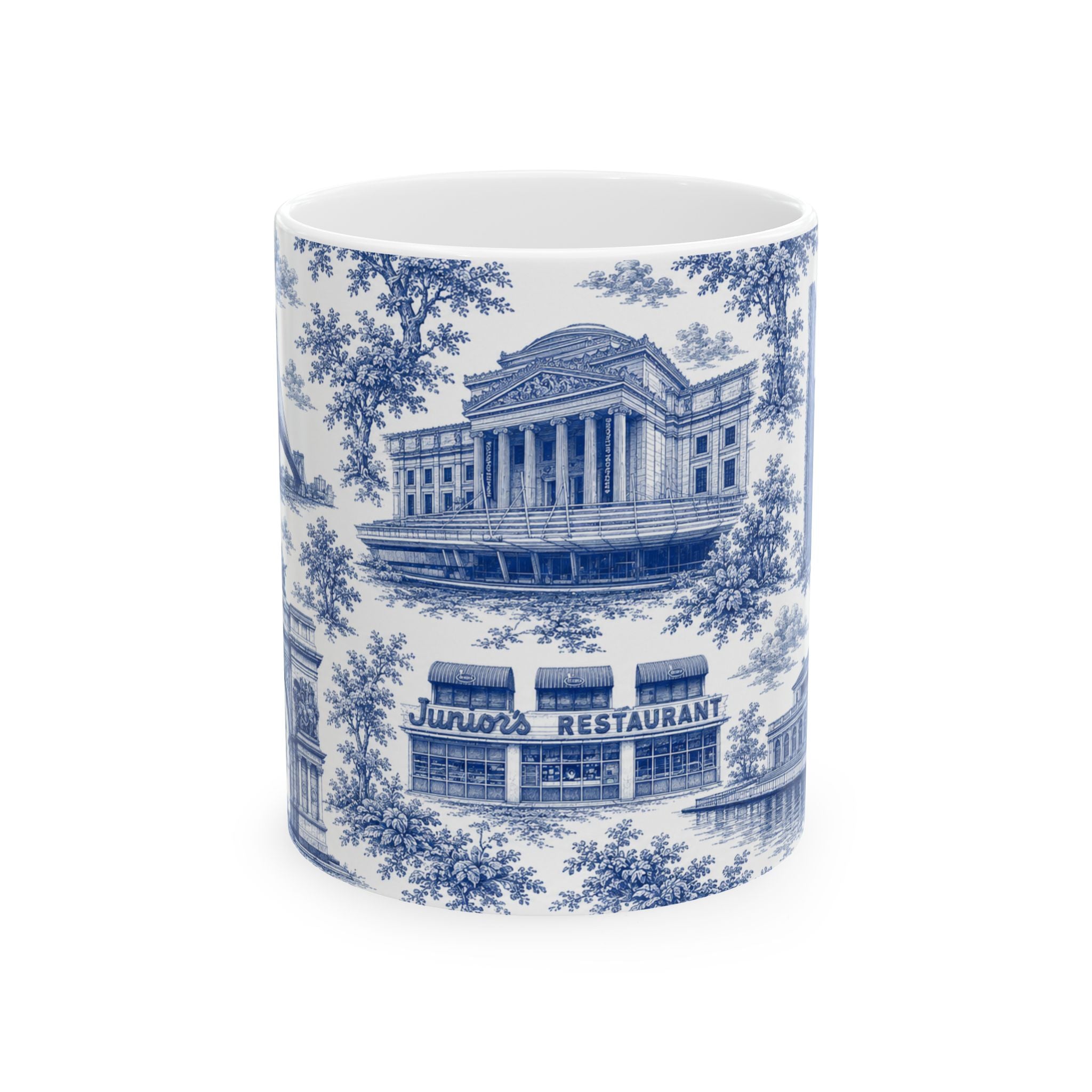 Brooklyn Blue Toile de Jouy Mug | NYC Chinoserie Ceramic Mug