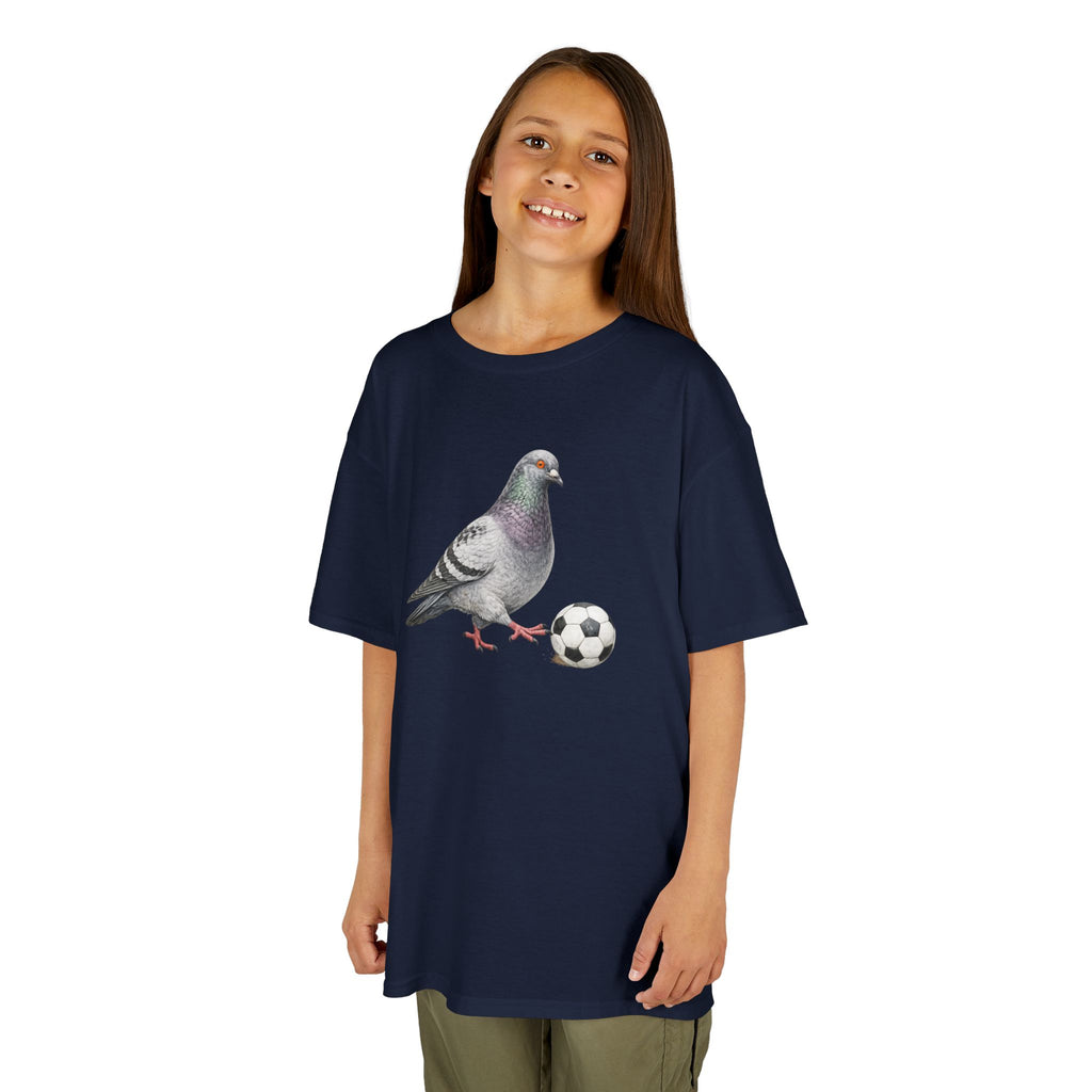 Customizable Corona NYC Pigeon Kids Soccer Tee — Cute Bird Soccer T-Shirt for Children