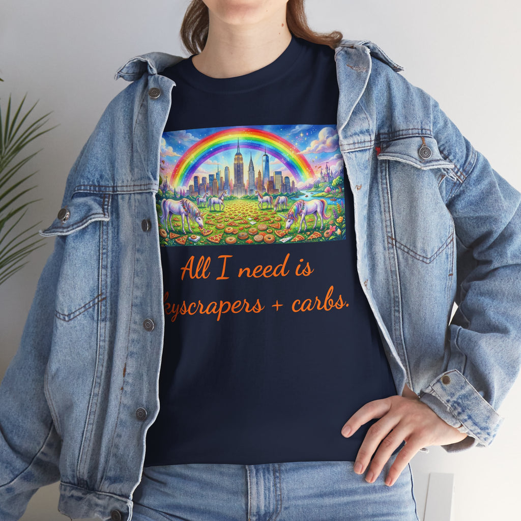 NYC Skyscrapers and Carbs T-Shirt | New York Is a Fairy Tale City Tee