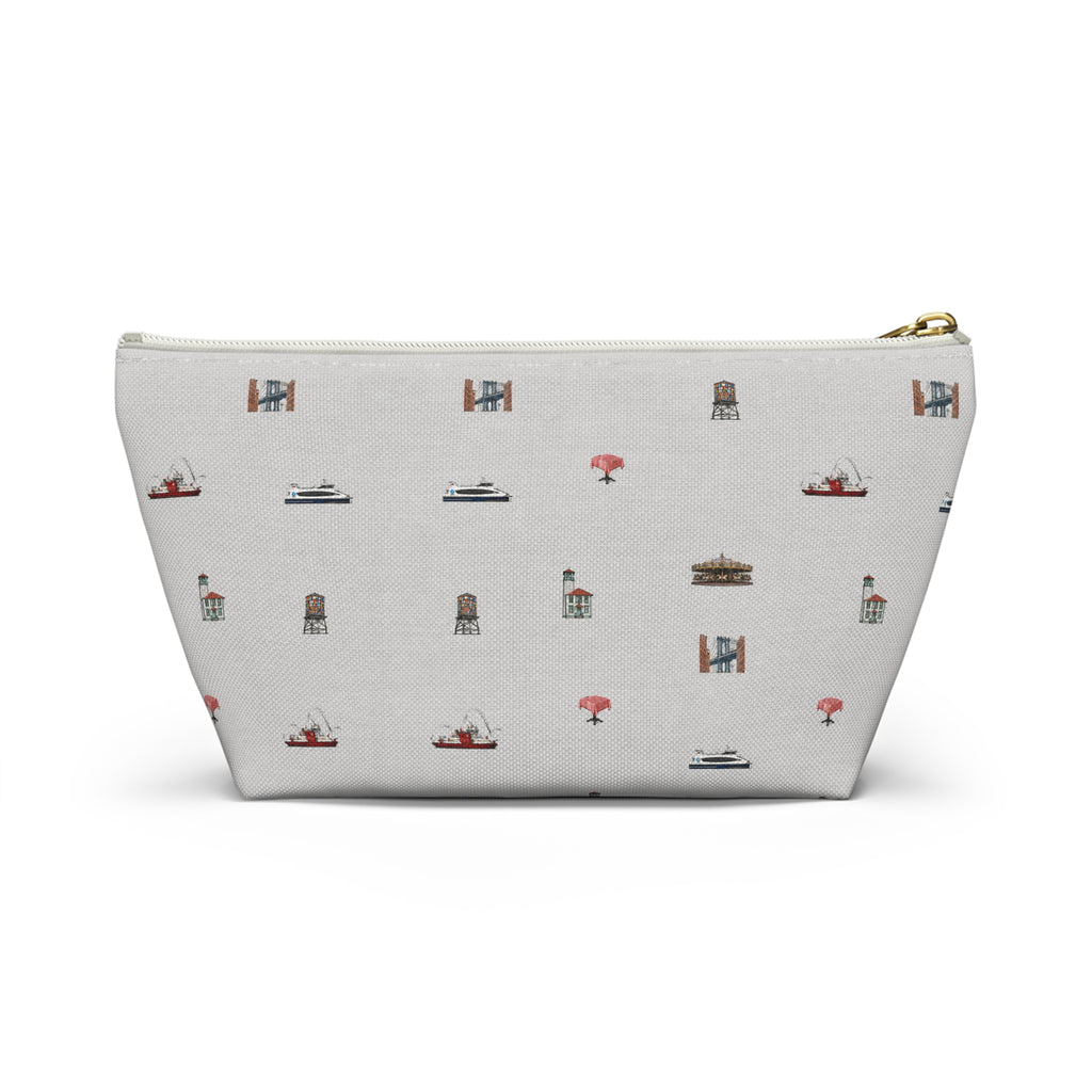 Icons of DUMBO Heather Gray Accessory Pouch — T-Bottom Makeup Bag
