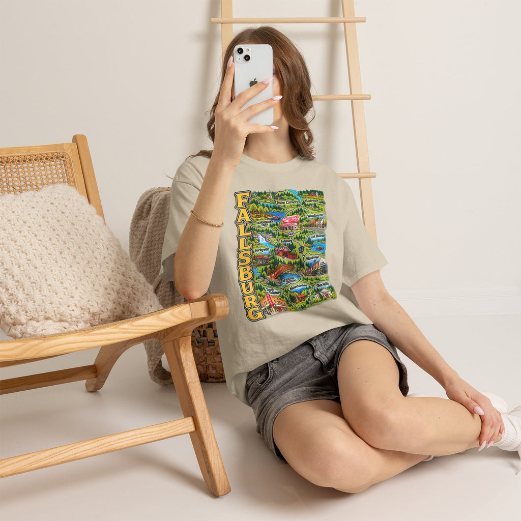 Fallsburg, NY Map T-Shirt  Catskills Upstate New York Tee