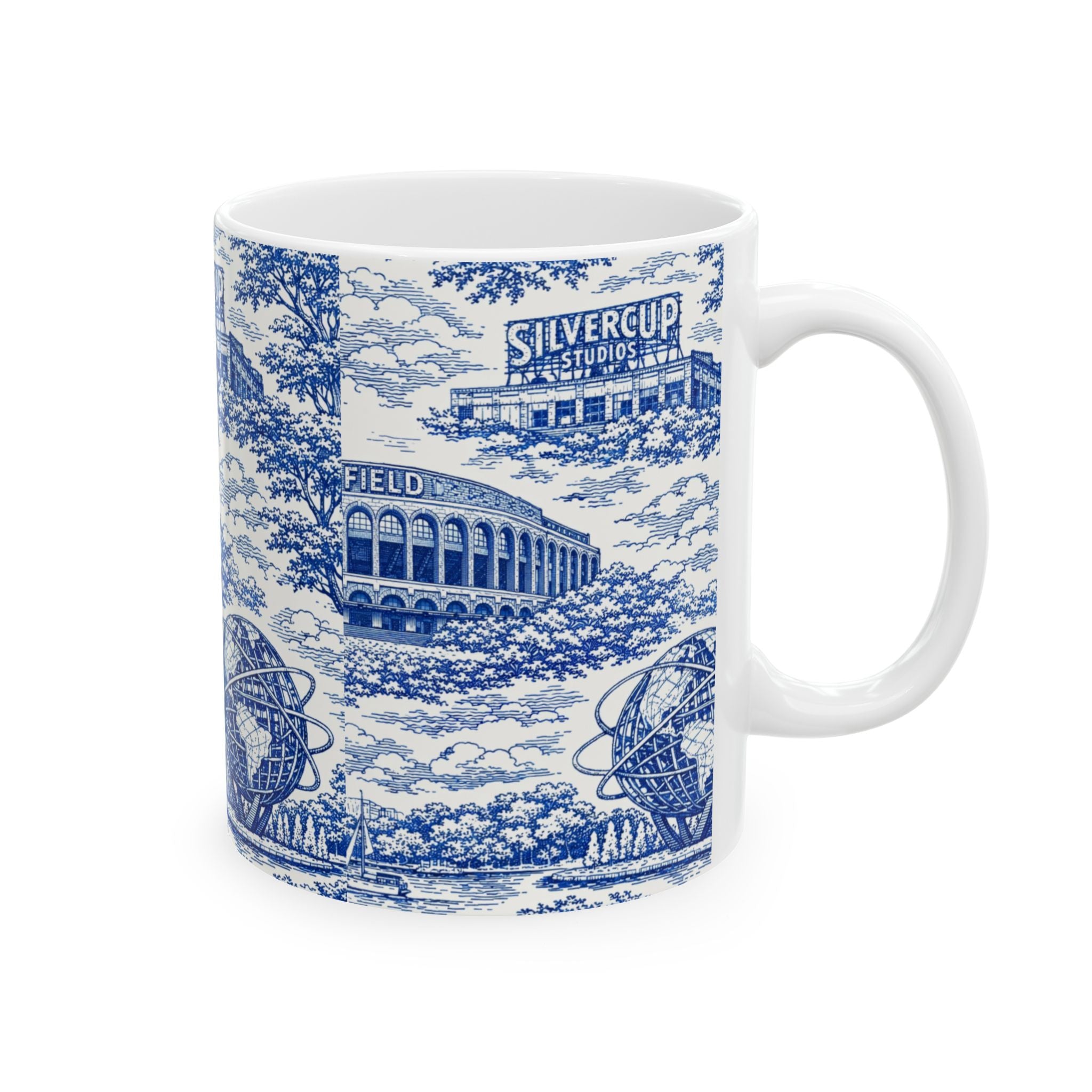 Queens Blue and White Toile de Jouy Mug | Chinoiserie Ceramic Coffee Cup