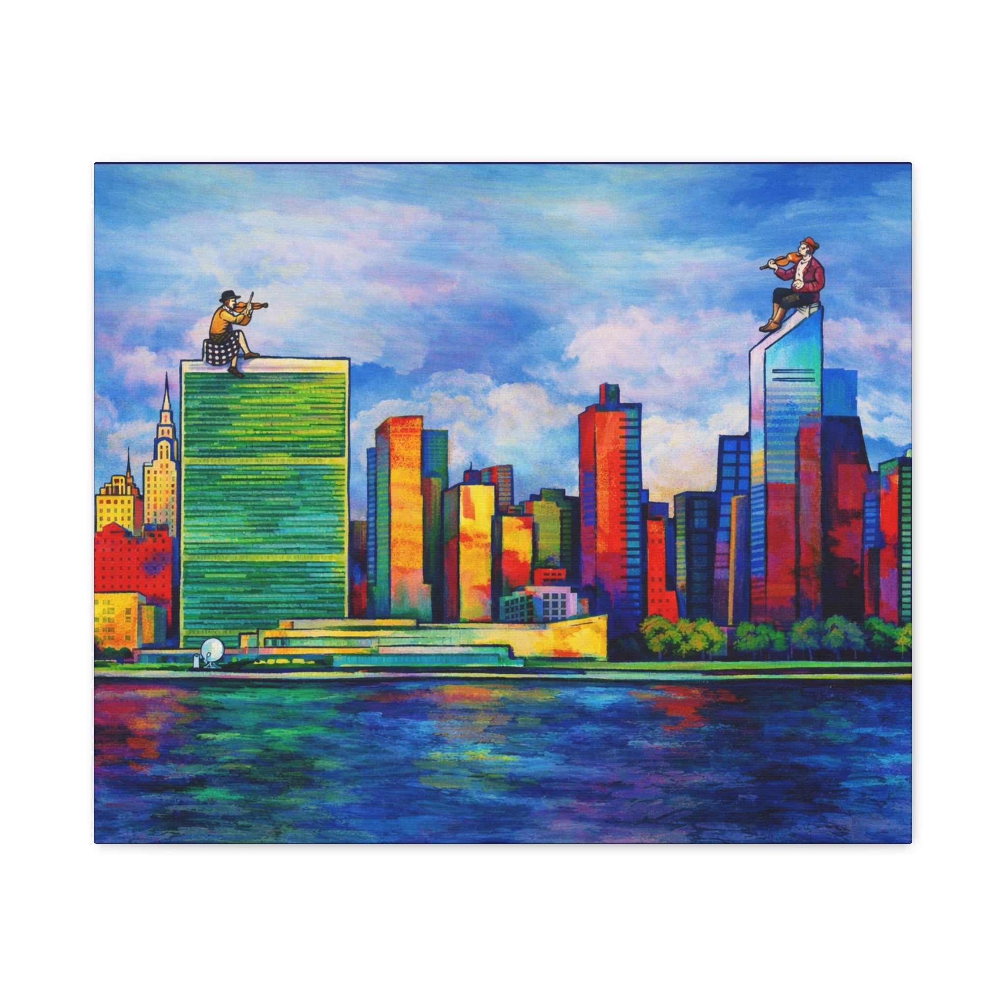 Fiddler on the Manhattan Roof Marc Chagall-inspired NYC Canvas