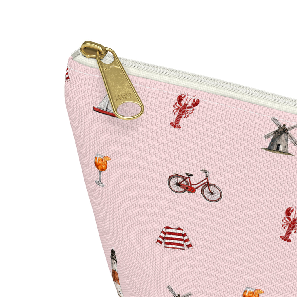 Icons of The Hamptons Pink  Accessory Pouch — T-Bottom Makeup Bag
