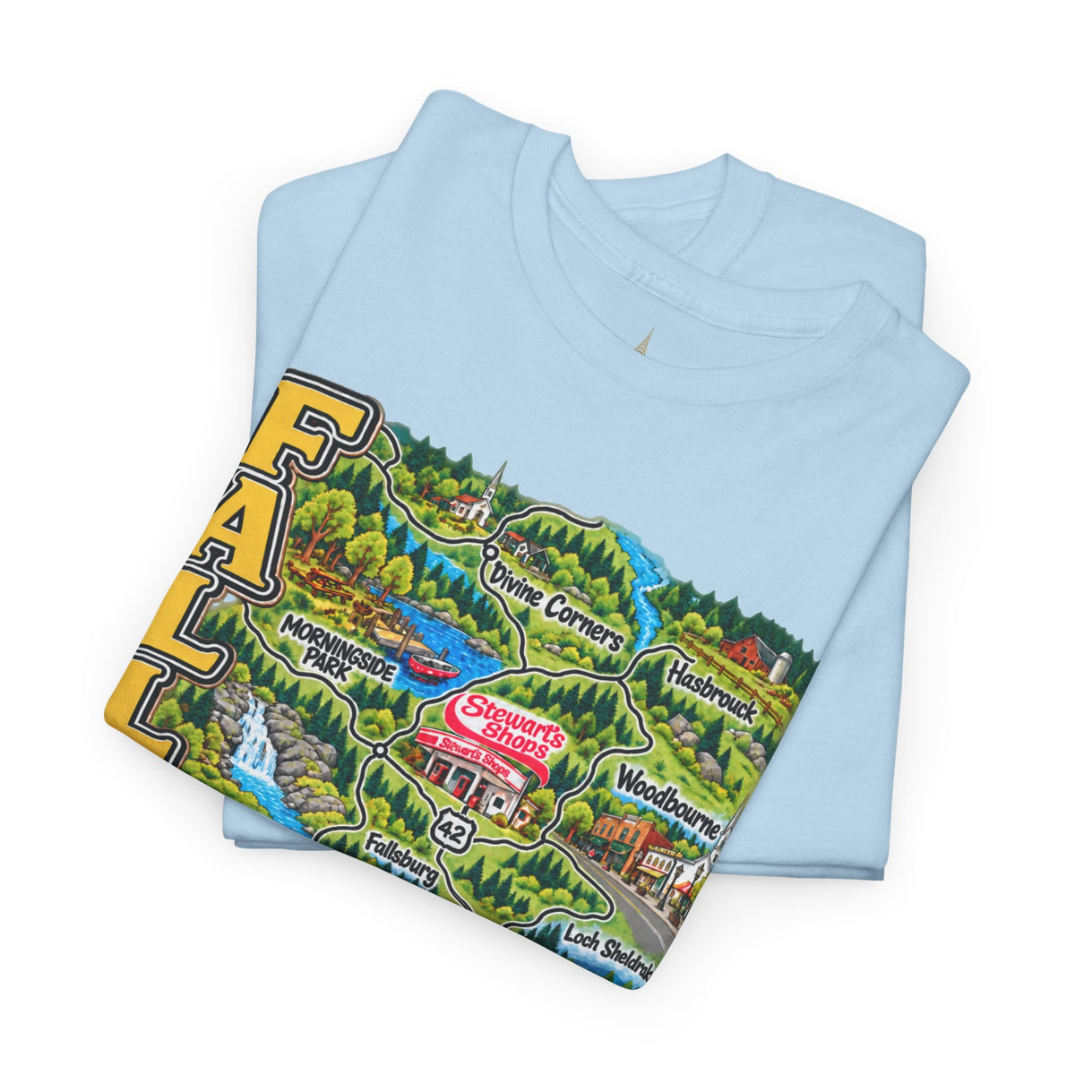 Fallsburg, NY Map T-Shirt  Catskills Upstate New York Tee